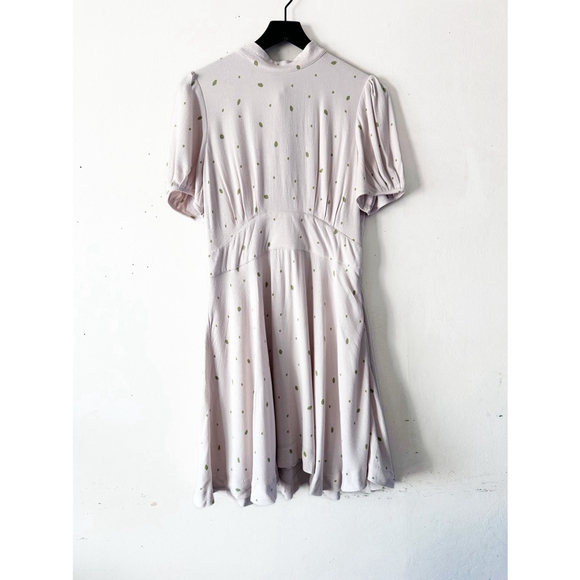 Free People x Revolve Abbie Mini Dress Cream Green Dot Bow Tie Puff Sleeve Size - Picture 3 of 12